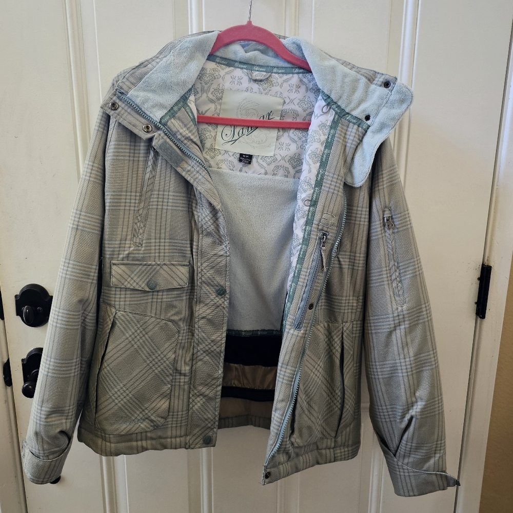 Like New Lamar Womens Snowboard Plaid Jacket with Detachable Hood, Size M